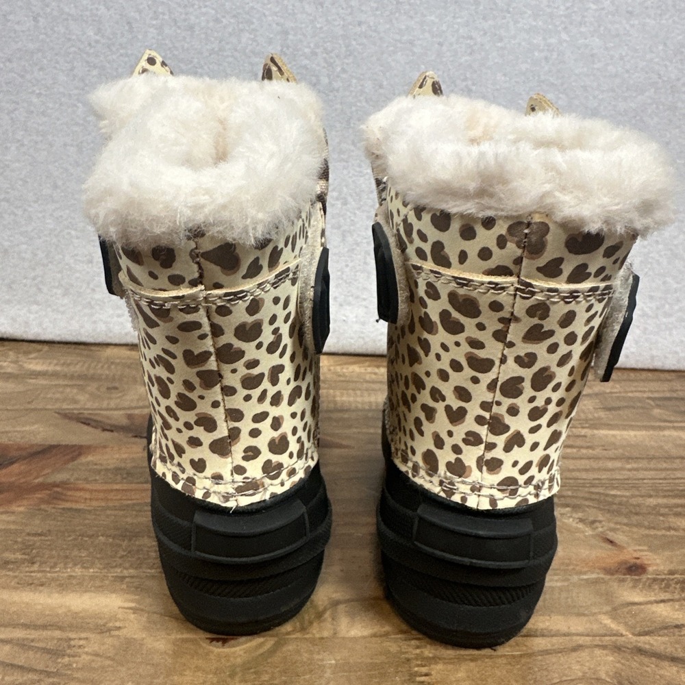 Cat & Jack Waterproof Cheetah Rain/Snow Faux Fur Boots Size 5 Thermolite EcoMade - Picture 4 of 7